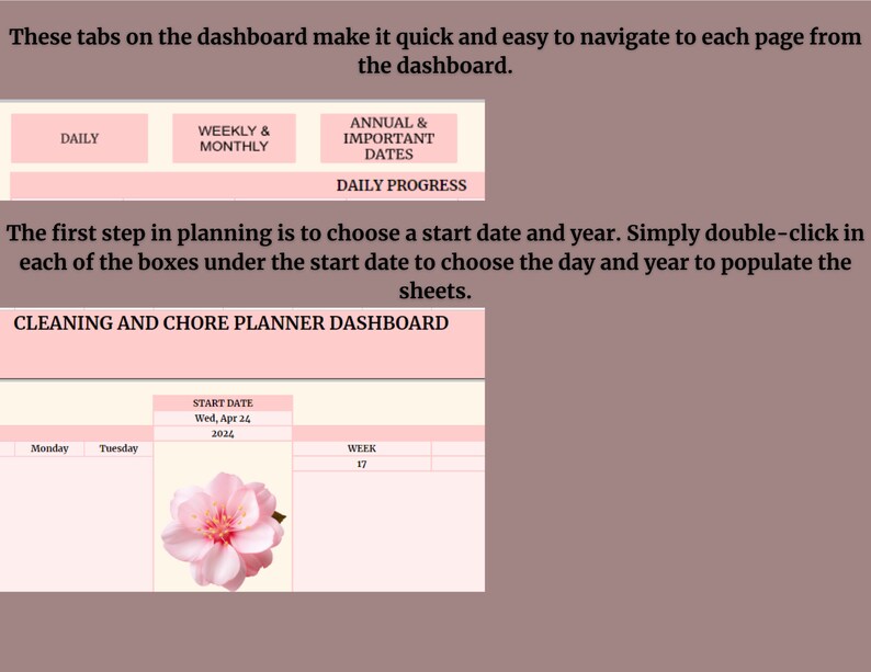 Chore Chart With Dashboard Spring-themed Customizable Google Sheets ...