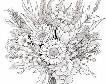 Dibujos para colorear de flores secas: 50 diseños de arteterapia (PDF y PNG)