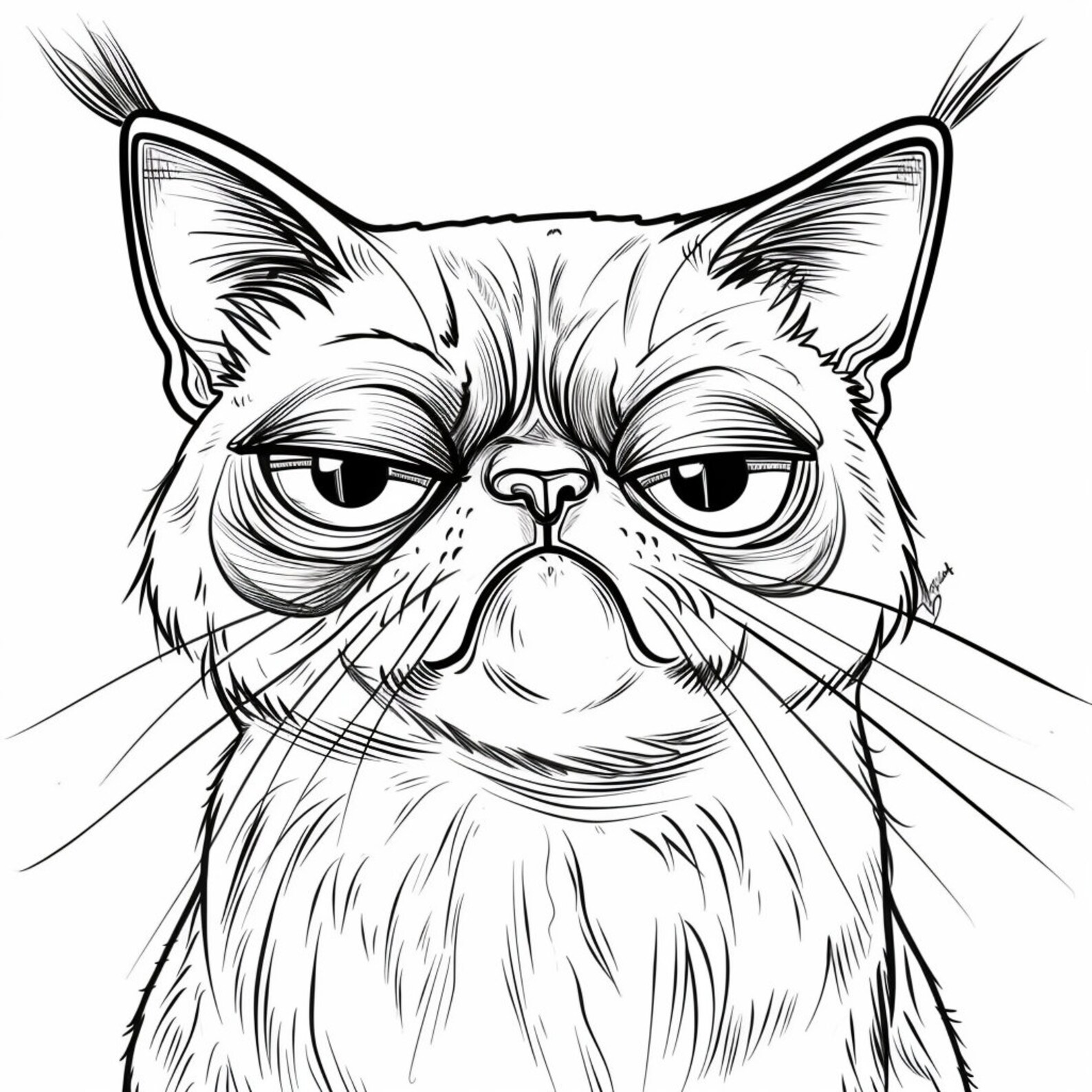 Grumpy Cat Coloring Pages Set - 63 Designs - Printable PDF - Instant ...
