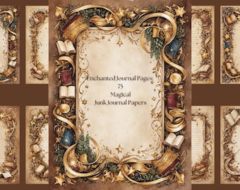 Magical Junk Journal Pages: 75 Mixed Media Papers (Canva Template)