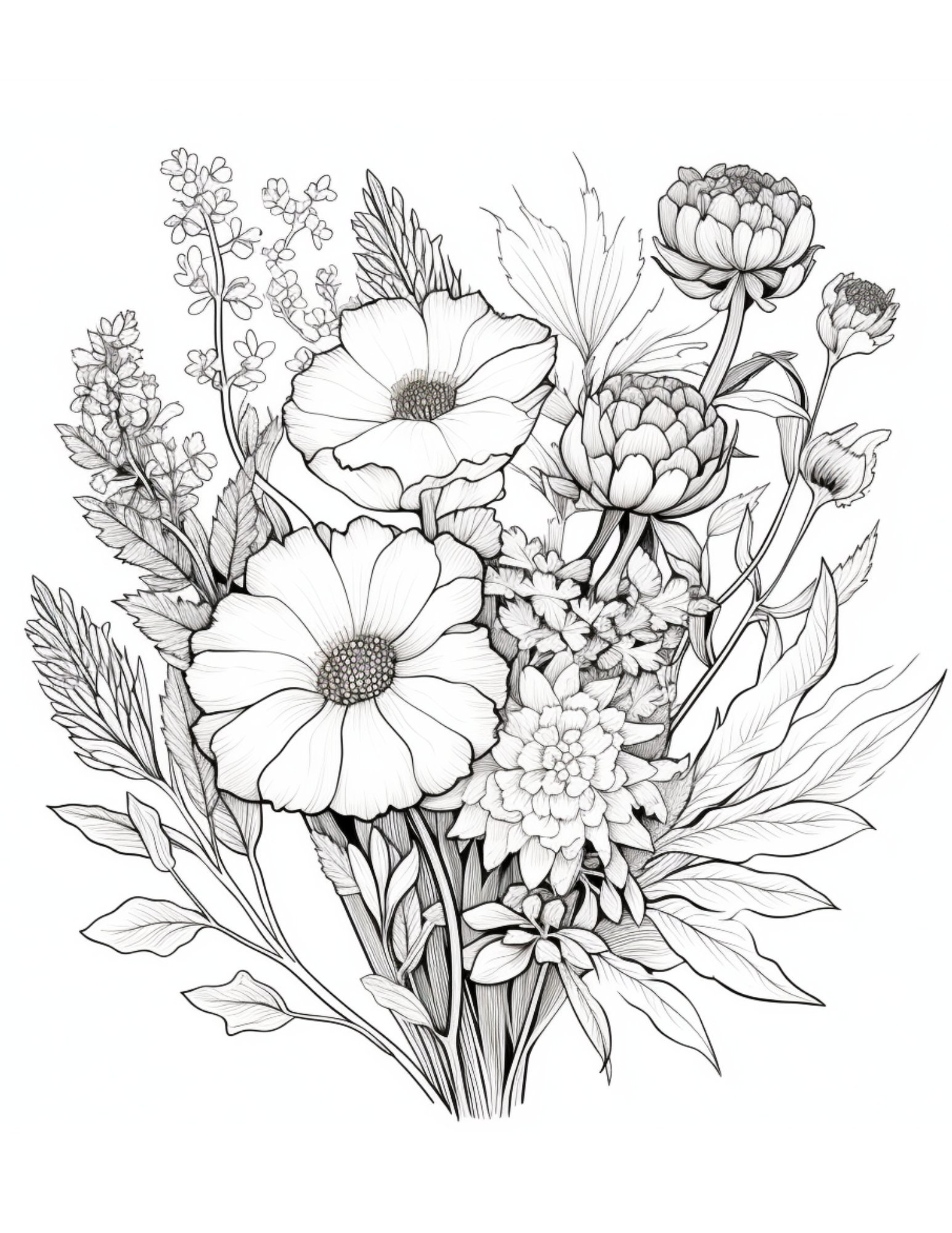 The Art of Stillness - 50 Dried Florals Coloring Pages - Art Therapy ...