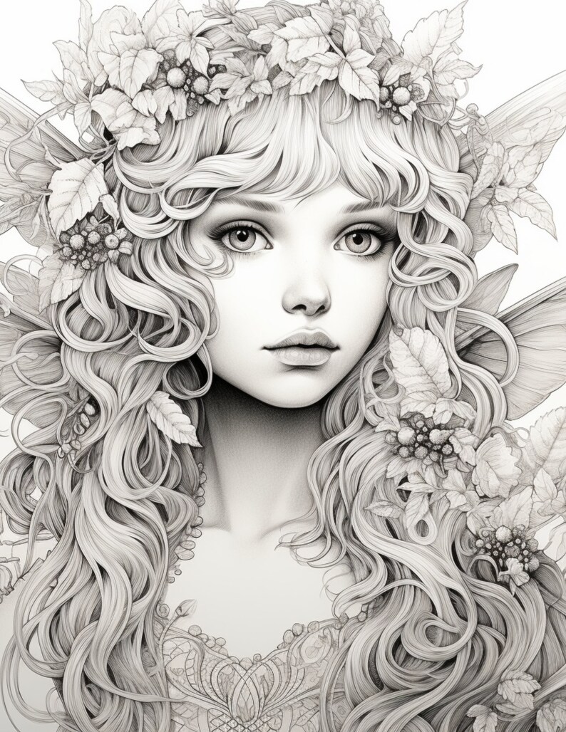 75 Magical Fairy Coloring Pages - 8.5 X 11 .png and PDF - Embark on a
