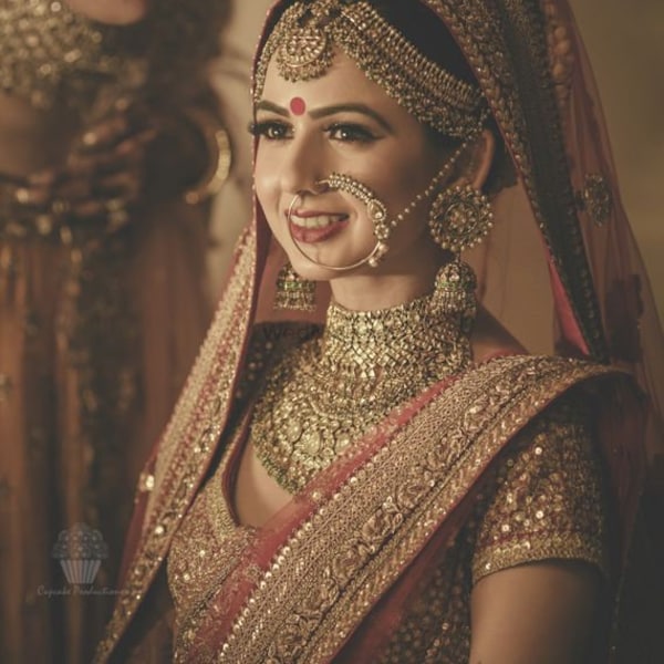 Bridal Gold / Green / Red and Pearl Kundan Nose Ring Nath Indian Pakistani Bridal Jewelry Bollywood Inspired Sabyasachi Inspired