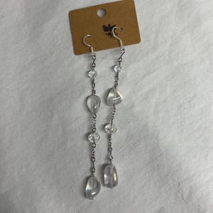 Crystal and Silver Steel Dangling Earrings