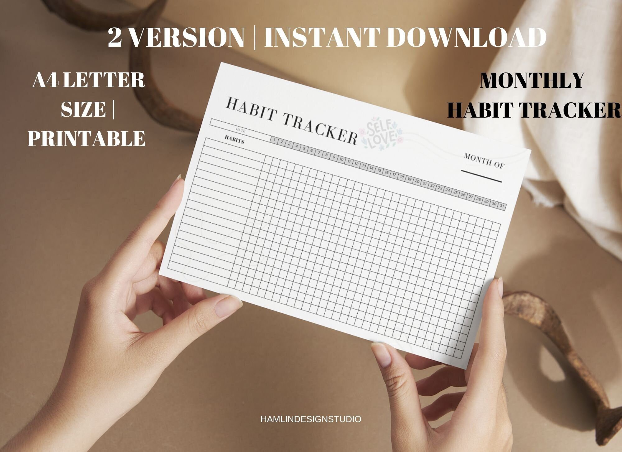 Monthly Habit Tracker Printable A4 landscape Routine - Etsy Portugal