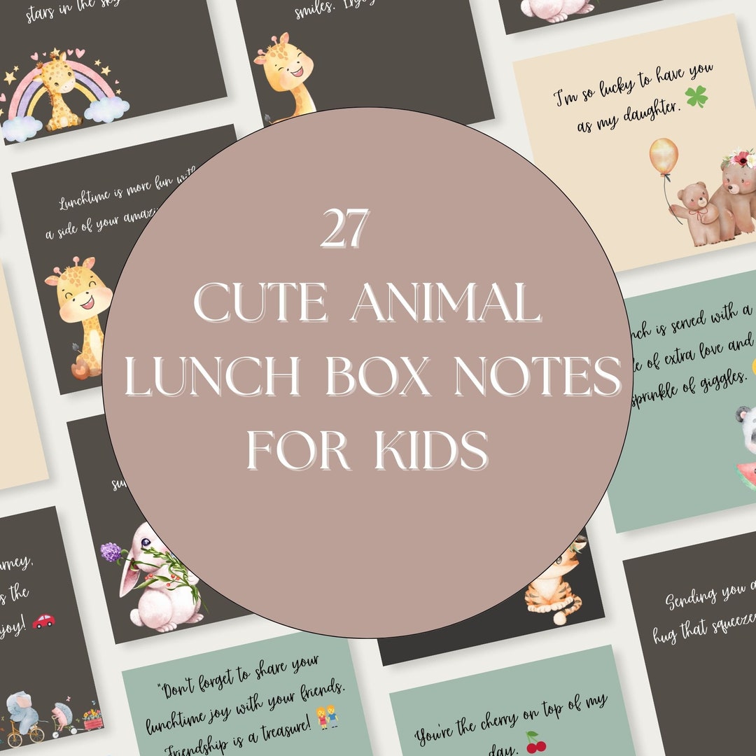 24 Printable Cute Animal Lunch Box Notes for Kids Printable Etsy