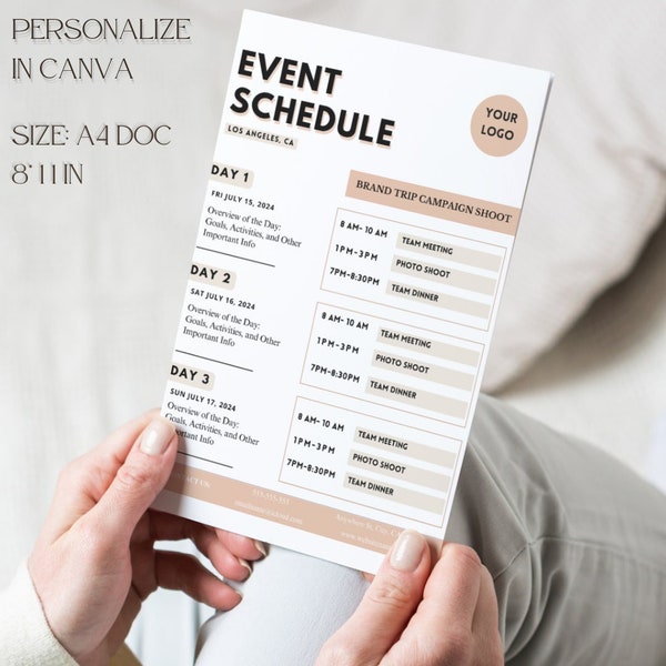 Event Schedule Template, Event Timeline, Planning Template, Event Planning Checklist, Business Planning Checklist, Small Business Template