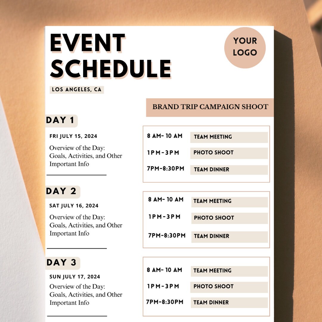 Event Schedule Template, Event Timeline, Planning Template, Event ...