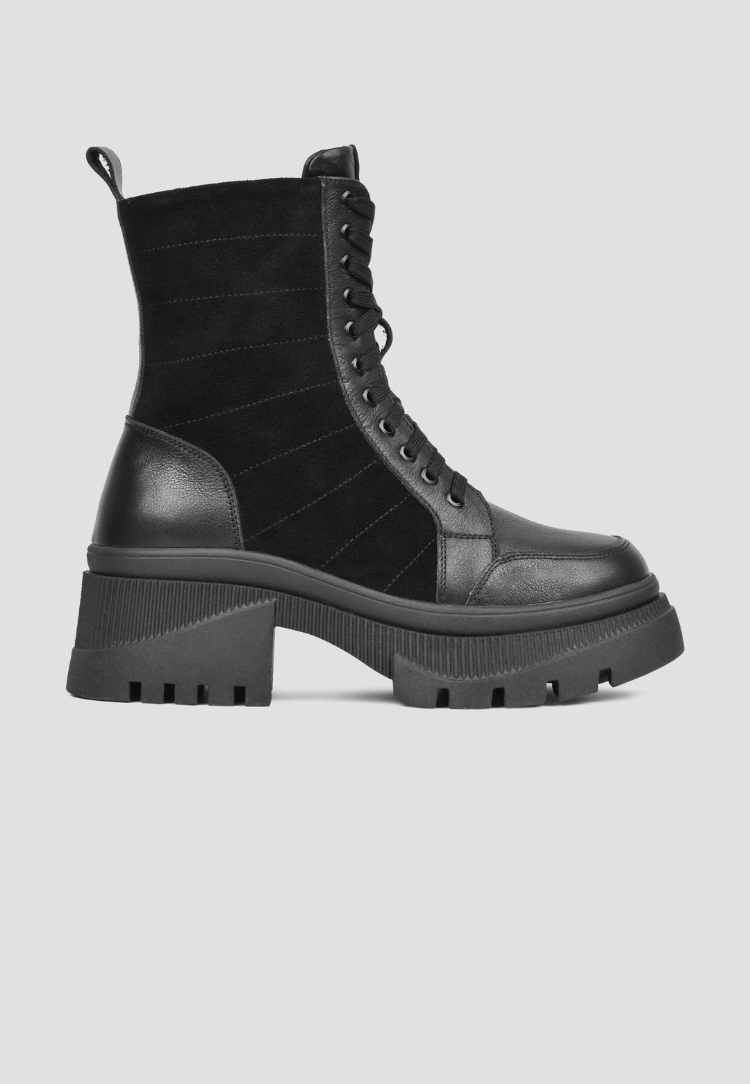 Women's Winter Boots Elegant Black Leather and Suede. Leather Women's Shoes. Black Leather