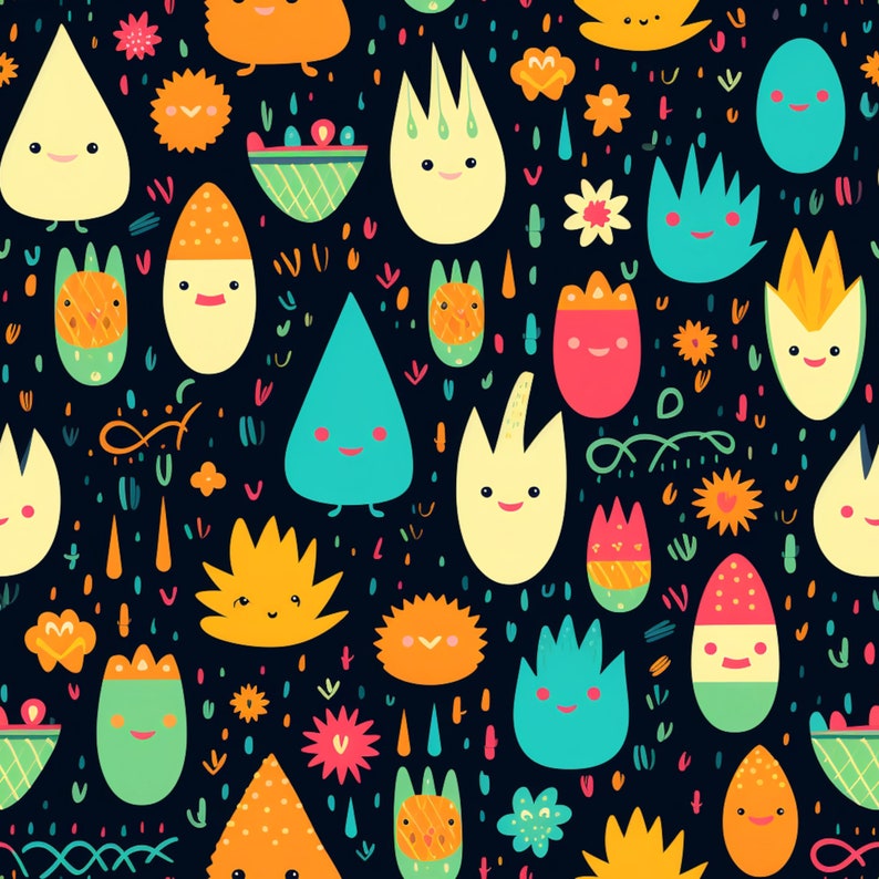 Cartoon Shapes Seamless Tile Pattern - Etsy