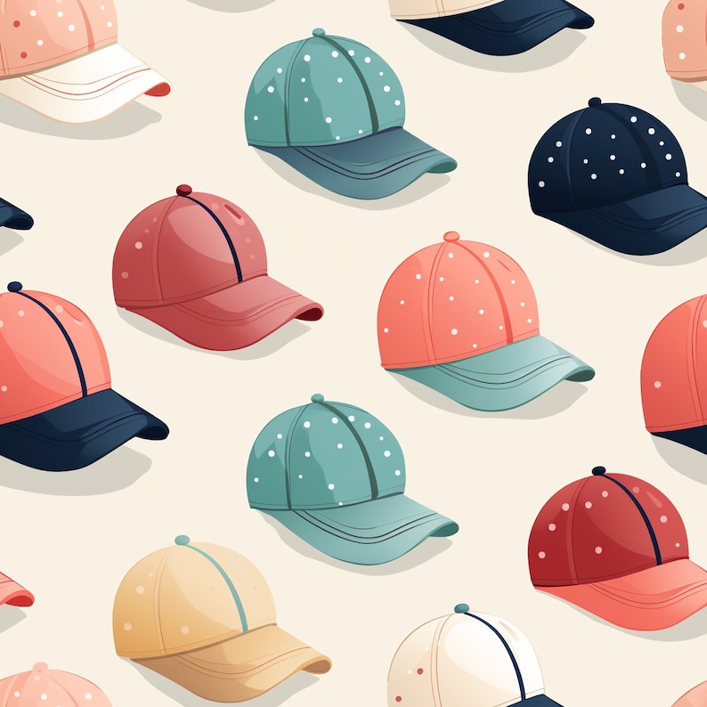 Baseball Cap Seamless Tile Pattern - Etsy