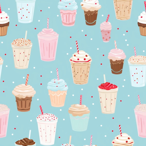 Milkshakes Seamless Tile Pattern