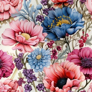 Water Colour Flowers 2 Seamless Tile Pattern