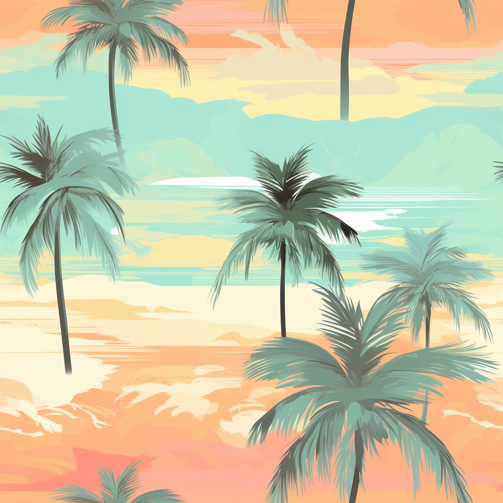 Palm Trees Seamless Tile Pattern - Etsy