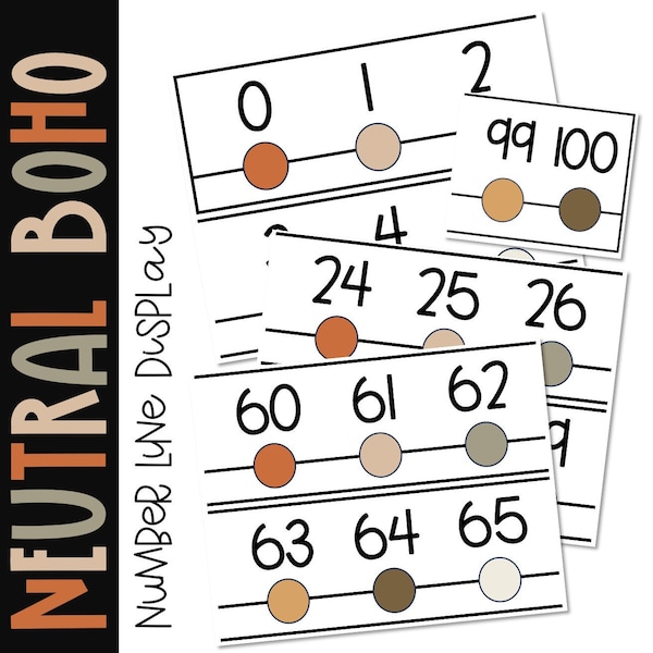 Neutral Boho Classroom Decor Number Line Display