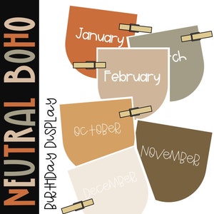 Neutral Boho Classroom Decor Birthday Display