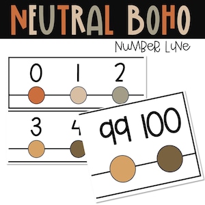 Neutral Boho Number Line Classroom Decor