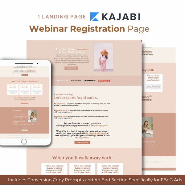 Kajabi Webinar Registration Page Template - SAND | 1 Kajabi Webinar Funnel Sign-Up Landing Pages for Course Creators & Coaches, Podcast Host