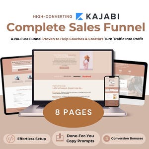 Kajabi Sales Funnel Template Bundle for Online Course Creators, Coaches, Authors | 8 High-Converting Kajabi Funnel Landing Pages