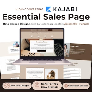 Kajabi Sales Page Template | 1 Kajabi Converting Sales Funnel Template for Online Course, Coaching or Book or Product Launch | Landing Page