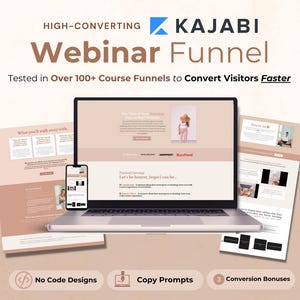 Kajabi Webinar Page Template Bundle - PINK | 3 High-Converting Kajabi Webinar Funnel Landing Pages Online Course Creators, Coaches, Authors