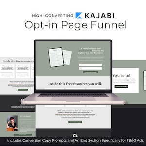Opt-in Landing Page Kajabi Template Bundle - GREEN | 2 High-Converting Kajabi Funnel Pages for Online Course Creators, Coaches, Authors