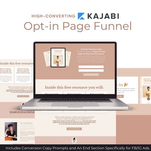 Opt-in Landing Page Kajabi Template Bundle - PINK | 2 High-Converting Kajabi Funnel Pages for Online Course Creators, Coaches, Authors