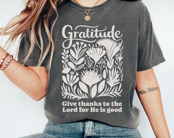 Christian Thanksgiving Shirt, Boho Christian T Shirt, Floral Comfort Colors Religious Shirt, Thankful Shirt, Faith Shirt, Jesus Shirt Women