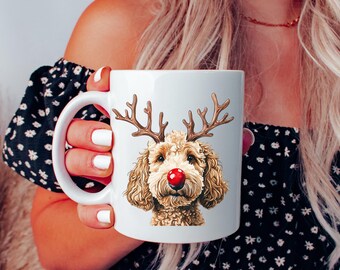 Christmas Goldendoodle Mug, Christmas Dog Coffee Mug, Cute Dog Mug, Doodle Mom Gift, Golden Doodle Coffee Mug, Dog Lover Gift Dog Mom Gift