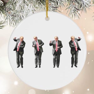 Trump Dancing Ornament, I&#39;ll Be Home For Christmas Ornament, Trump Christmas Ornament, Trump 2024 Ornament, Funny Trump Gift, Dancing Trump