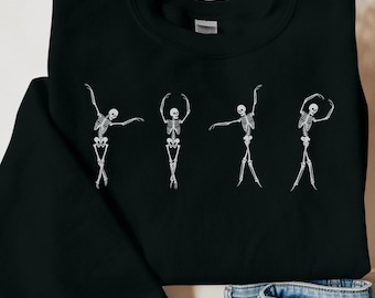 Skeleton Dancing Sweatshirt, Funny Halloween Shirt, Skeleton Hoodies, Halloween Skeleton Shirt Womens, Fall Sweater, Spooky Season Coquette