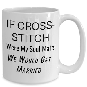 Taza de café con punto de cruz, ideas de regalos para bordadores, entusiastas del bordado, taza de té con bordado