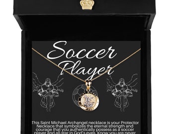 St Michael Necklace for Women, For Men, Soccer Player Necklace, Saint Michael the Archangel, Protector Necklace, Gold Jewelry, Spiritual