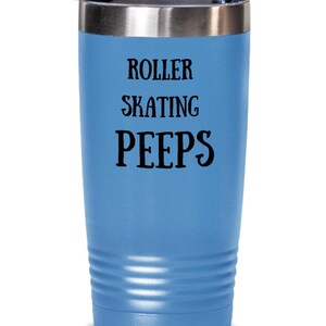 Roller Skating Peeps Tumbler: Stainless Steel Insulated Cup
