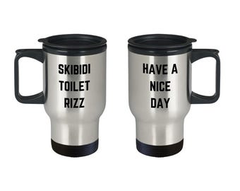 Skibidi Toilet Rizz Travel Mug: Funny Coffee Drinkware