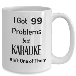 Funny karaoke coffee mug, gift ideas for karaoke fans enthusiasts lovers, gifts for him here karaoke tea cup