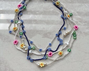 Collier Perles Vertes MIYUKI Avec Perles Nacrées – Fait Main, Plaqué Or 14k