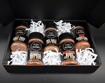 Shake to Elevate - No Salt BBQ Dry Rub Collection Seasoning Gift Box Set | No Salt Seasoning | Healthy Gift | Set of 5 Flavors