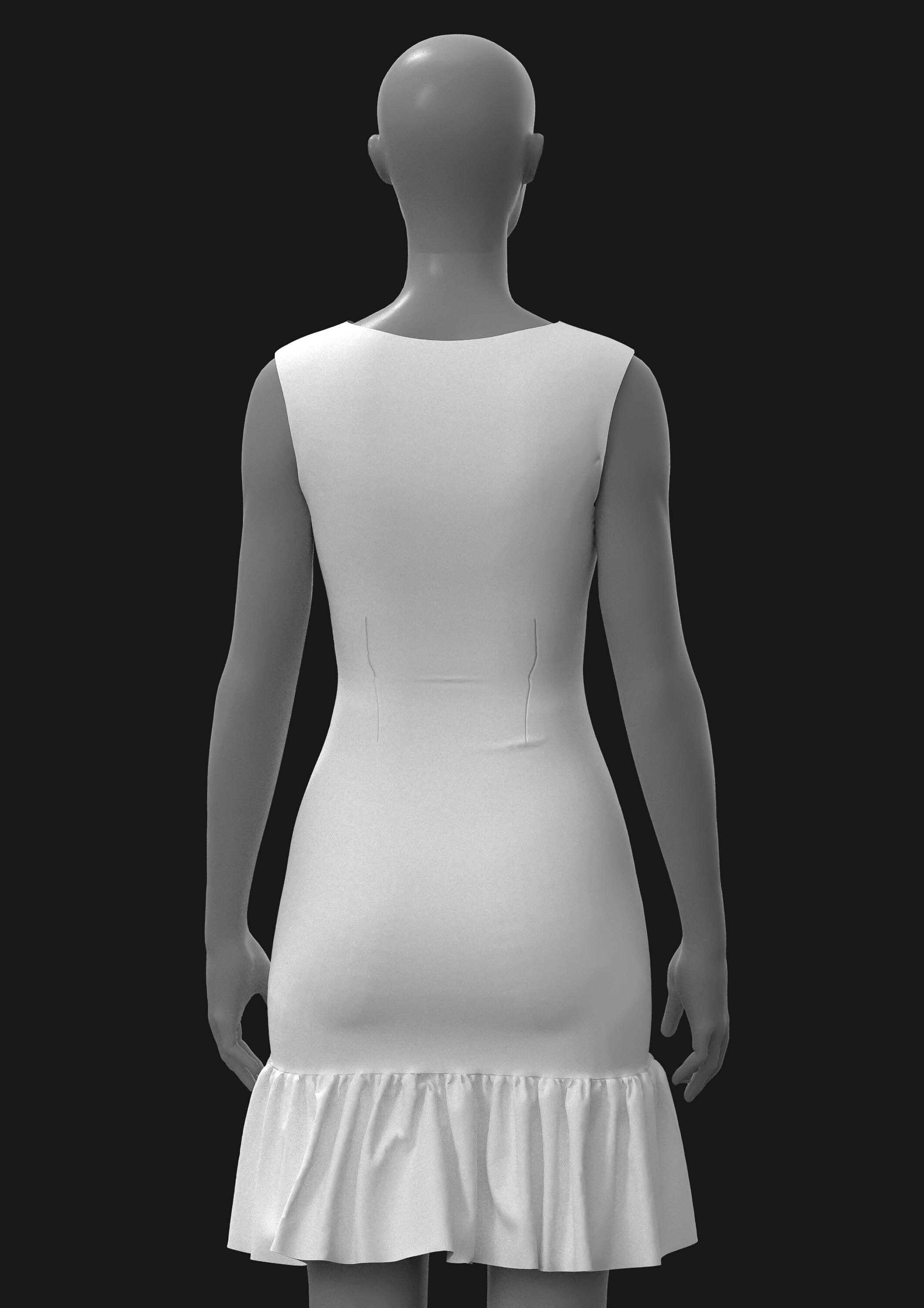 Outlay Template Ruffle Editable Sleeveless Dress 3D Template: Ruffle Hem (ZPRJ File) - Etsy