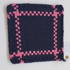 Navy solid with pink border potholder