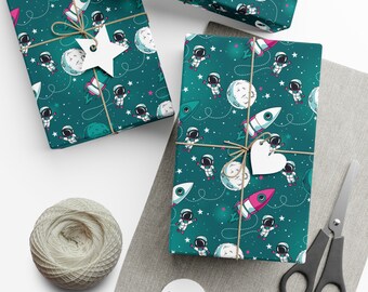 Rockets & Astronauts Birthday Gift Wrapping Paper