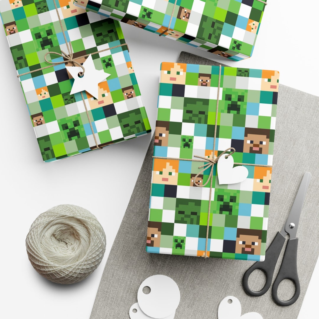 Creepers, Humans &amp; Zombies Gamer Birthday Christmas Gift Wrapping Paper ...
