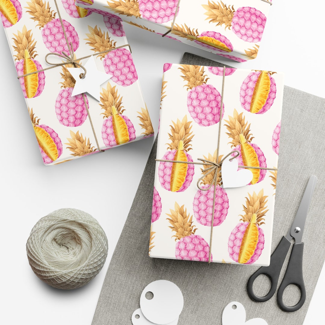 Pink Pineapple Fruit Gift Wrapping Paper Etsy