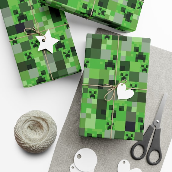Minecraft Creeper Gamer Birthday Christmas Gift Wrapping Paper 