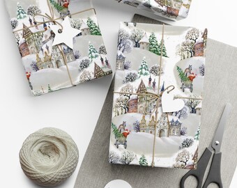 Snowy Christmas Village Gift Wrapping Paper