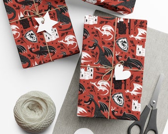 Dragons & Castles Boys Birthday Gift Wrapping Paper