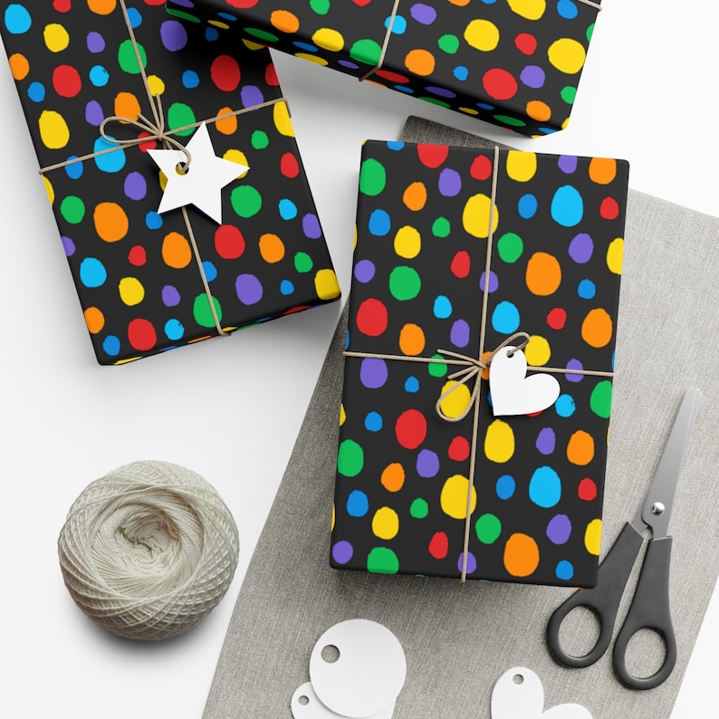 Rainbow Polka Dots Gift Wrapping Paper - Etsy