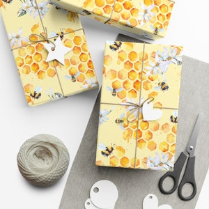 Bees Honeycombs & Flowers Birthday Gift Wrapping Paper