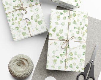 Blue Gum Eucalyptus Leaves Gift Wrapping Paper