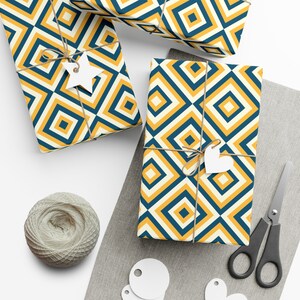 Blue & Gold Diamonds Gift Wrapping Paper